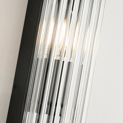Art Deco Wall Lamp with Ribbed Glass Shade and Metal Backplate