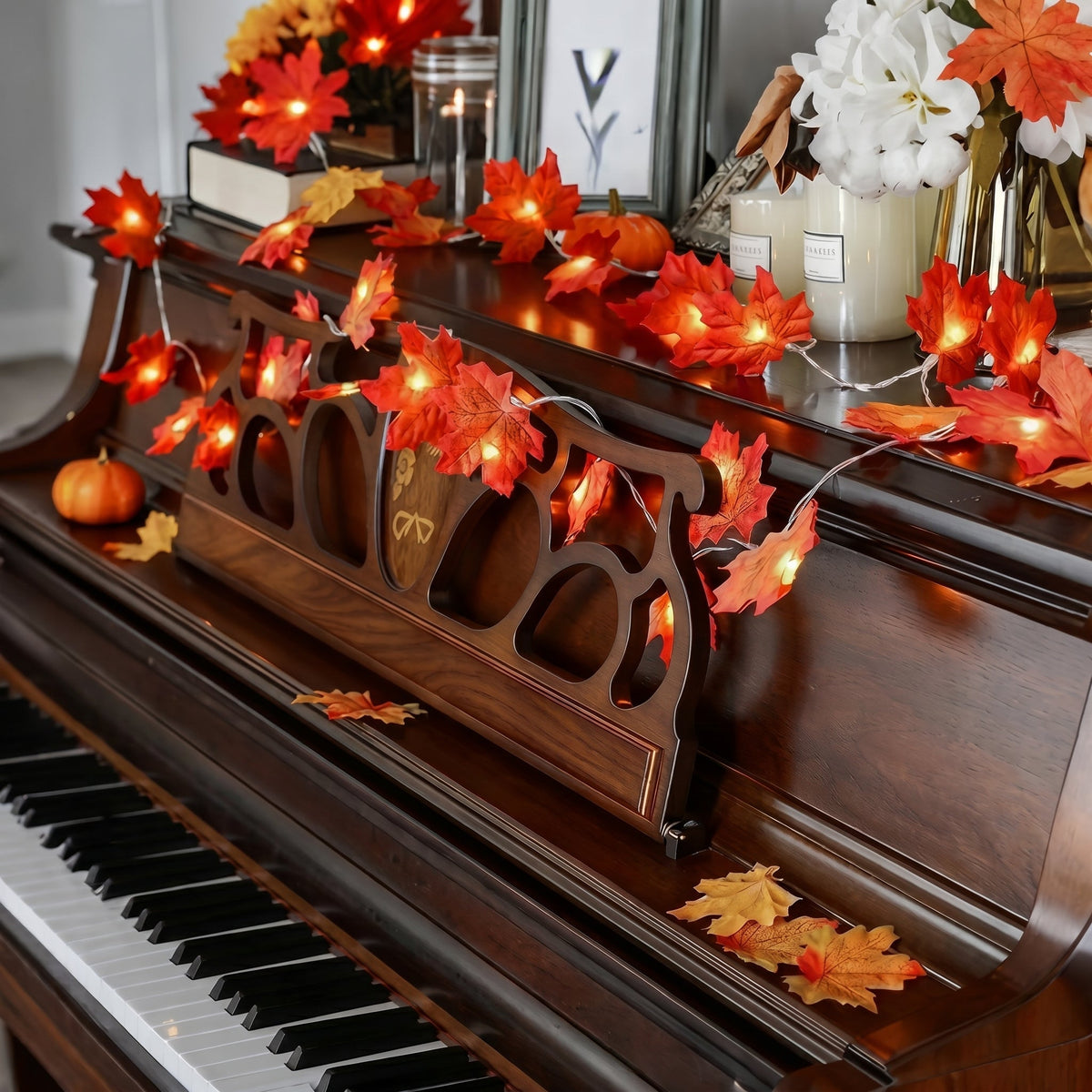 Artificial Leaf Garland String Lights with LED Fairy Lights for Indoor and Outdoor Decor