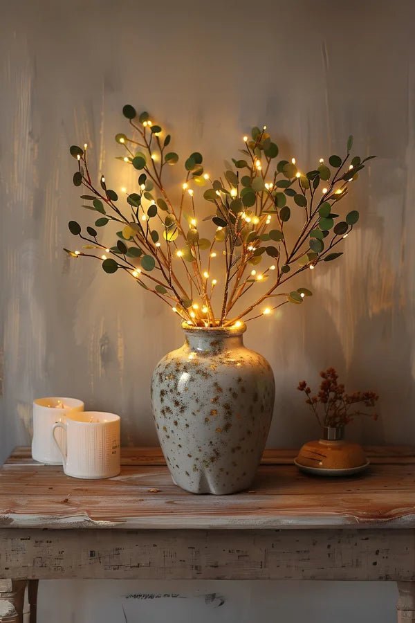 Artificial Lighted Branch Stems with Warm LED Fairy Lights for Vase