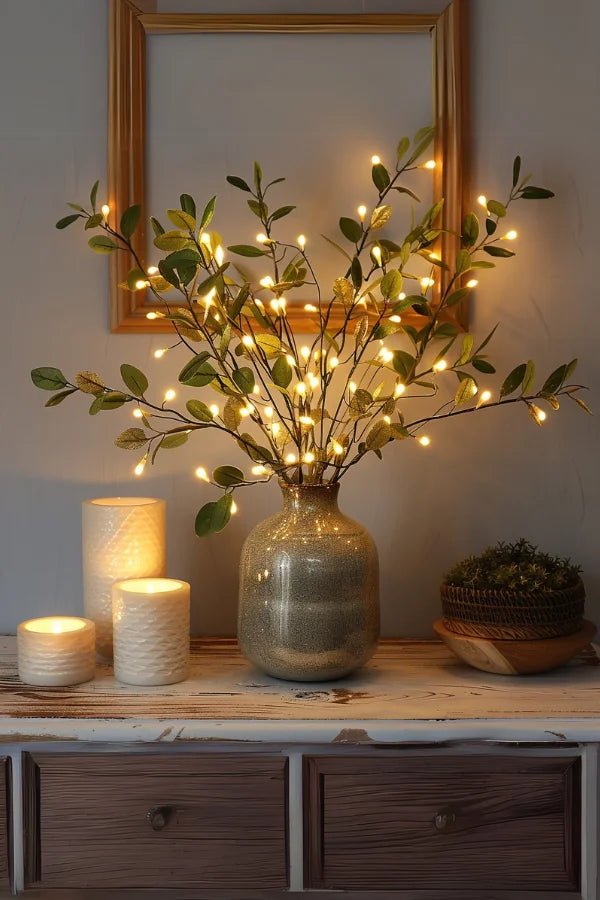 Artificial Lighted Branch Stems with Warm LED Fairy Lights for Vase