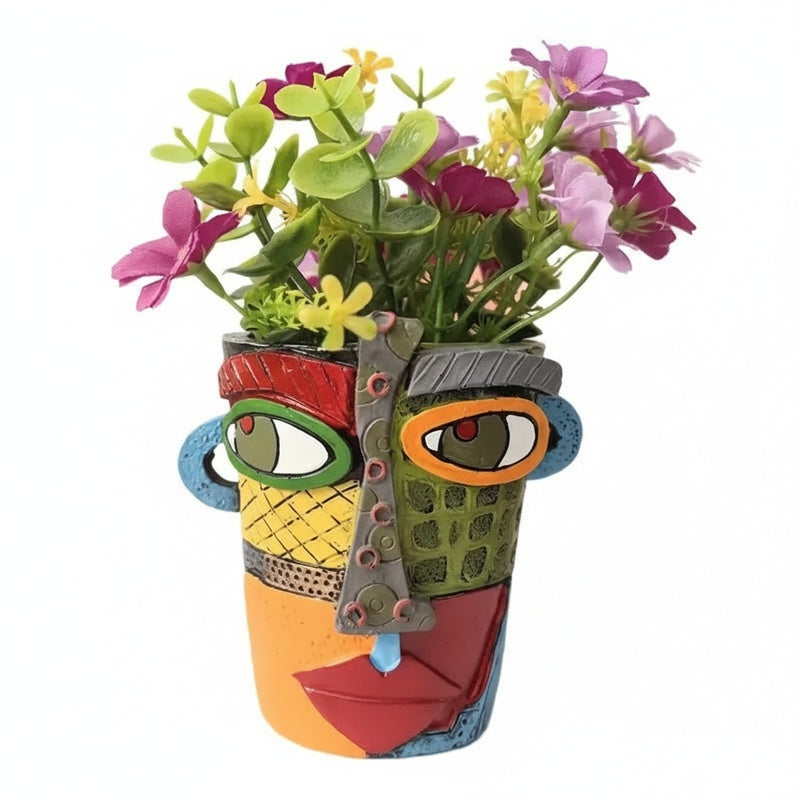 Artistic Face Planter with Picasso-Inspired Design for Indoor and Outdoor Use
