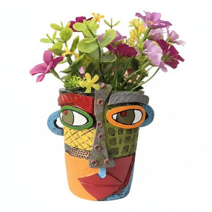 Artistic Face Planter with Picasso-Inspired Design for Indoor and Outdoor Use
