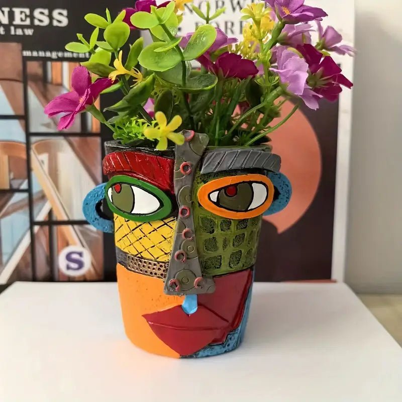 Artistic Face Planter with Picasso-Inspired Design for Indoor and Outdoor Use
