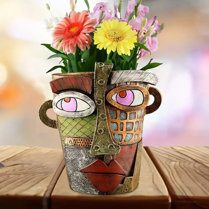 Artistic Face Planter with Picasso-Inspired Design for Indoor and Outdoor Use