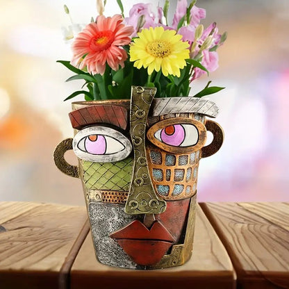 Artistic Face Planter with Picasso-Inspired Design for Indoor and Outdoor Use
