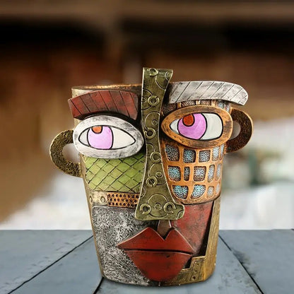 Artistic Face Planter with Picasso-Inspired Design for Indoor and Outdoor Use