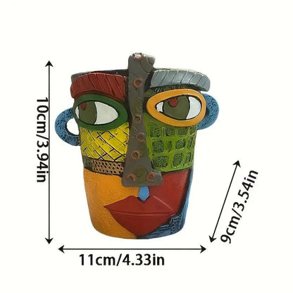 Artistic Face Planter with Picasso-Inspired Design for Indoor and Outdoor Use