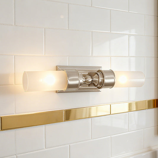 Bathroom Vanity Wall Light Classic Double Tube Sconce with Frosted Glass Shades