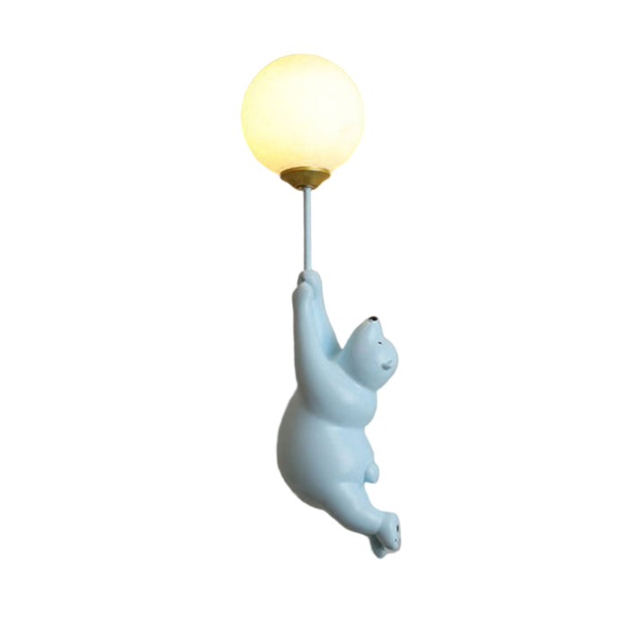 Bear Balloon Wall Lamp Modern with Globe Shade for Kids Room