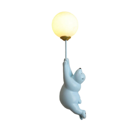 Bear Balloon Wall Lamp Modern with Globe Shade for Kids Room