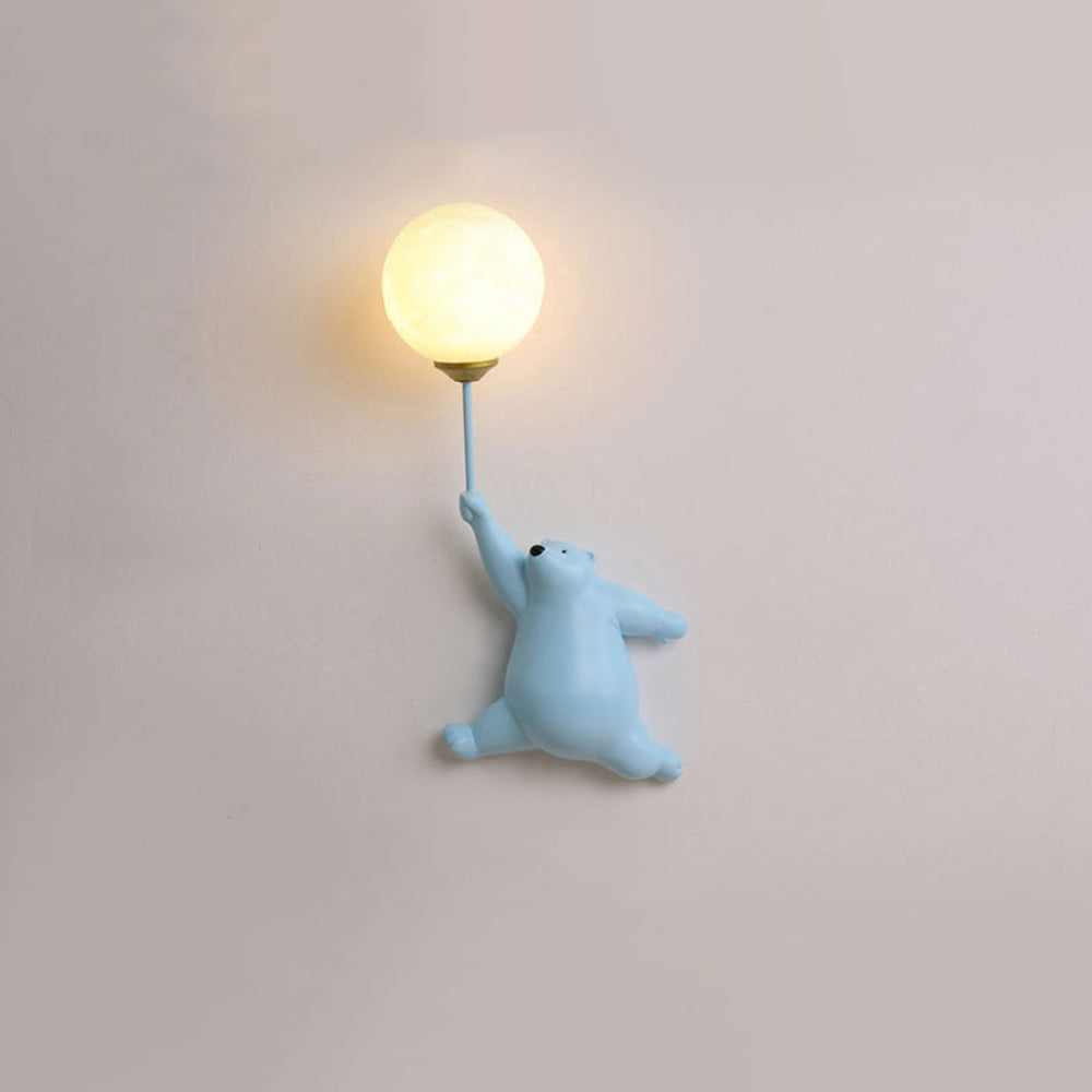 Bear Balloon Wall Lamp Modern with Globe Shade for Kids Room