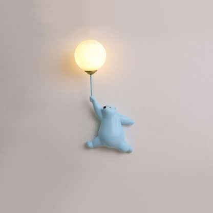 Bear Balloon Wall Lamp Modern with Globe Shade for Kids Room
