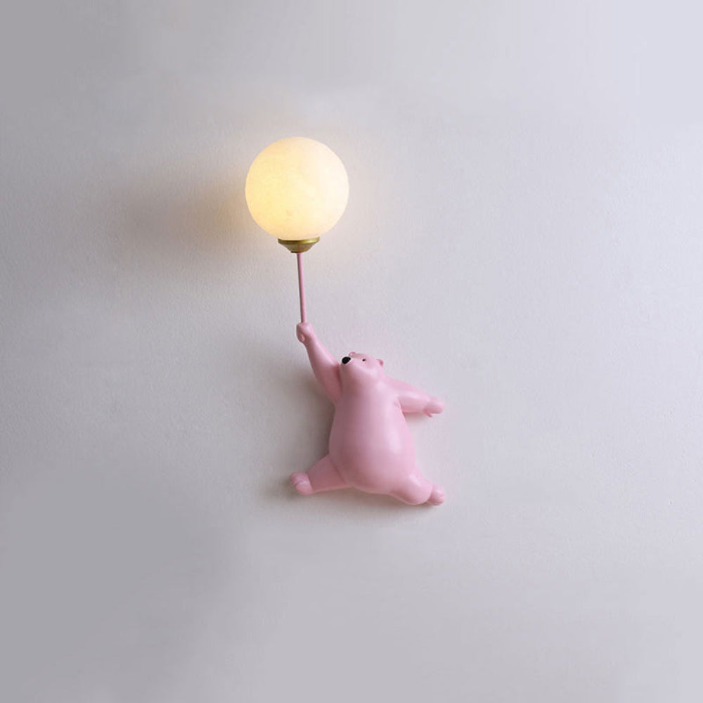 Bear Balloon Wall Lamp Modern with Globe Shade for Kids Room