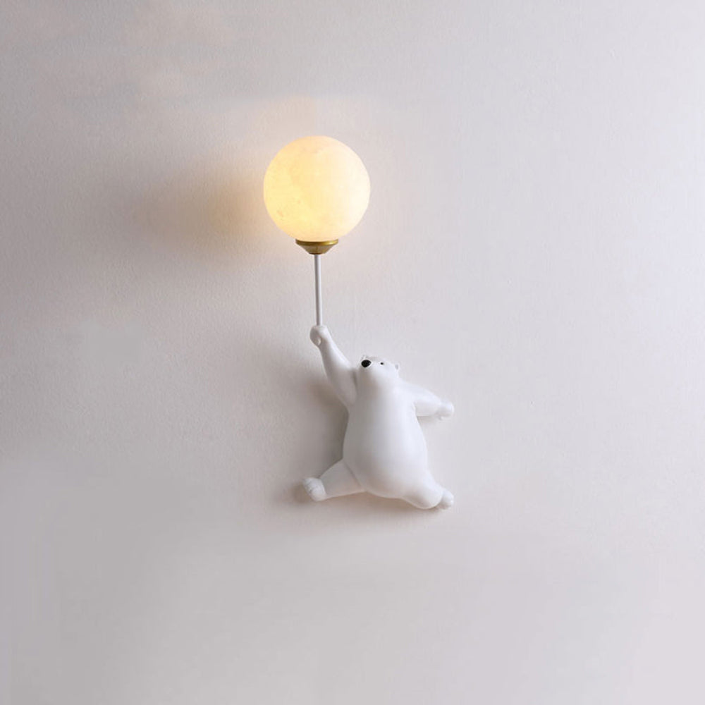 Bear Balloon Wall Lamp Modern with Globe Shade for Kids Room