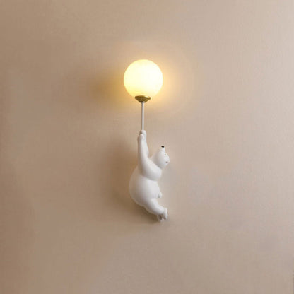 Bear Balloon Wall Lamp Modern with Globe Shade for Kids Room