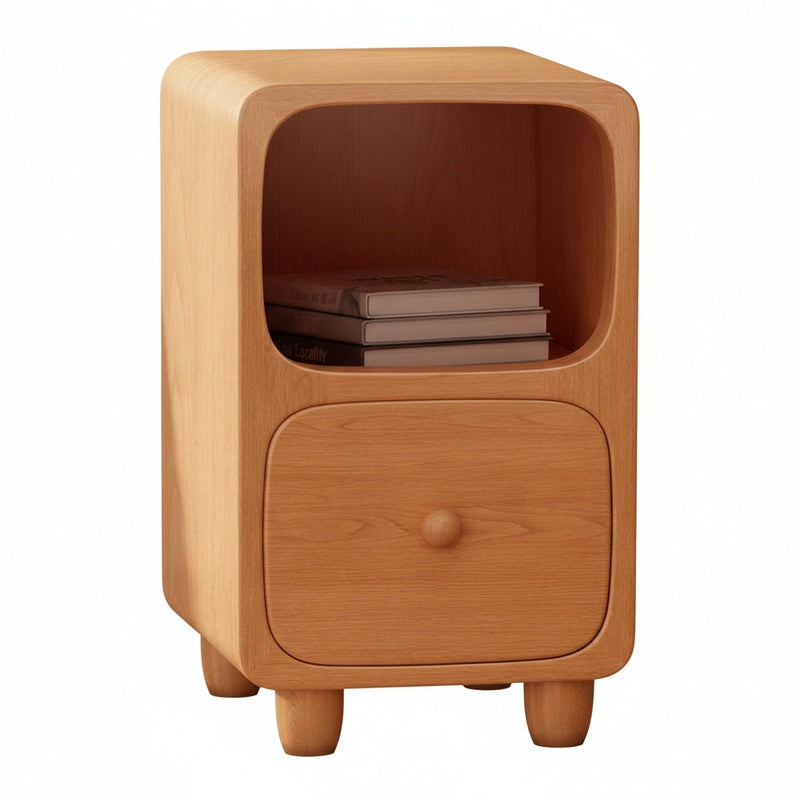 Bedside Table with Open Shelf and Drawer