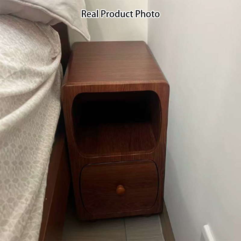 Bedside Table with Open Shelf and Drawer