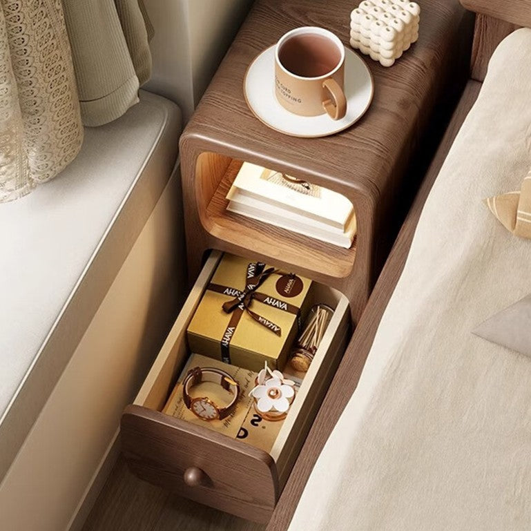 Bedside Table with Open Shelf and Drawer