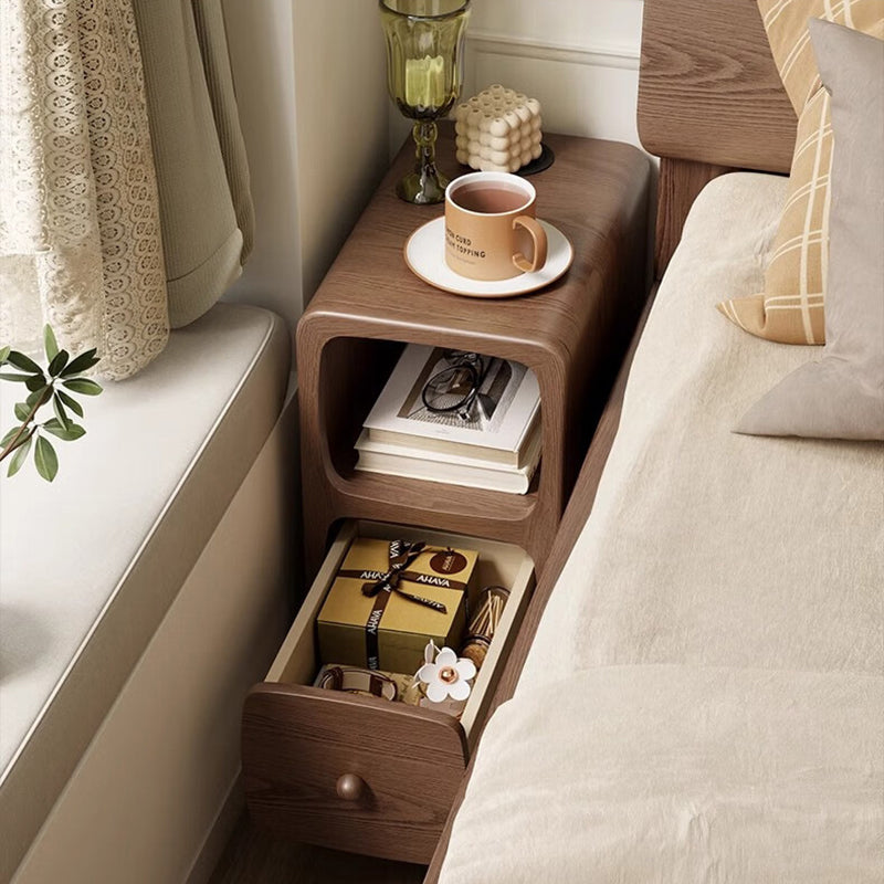 Bedside Table with Open Shelf and Drawer