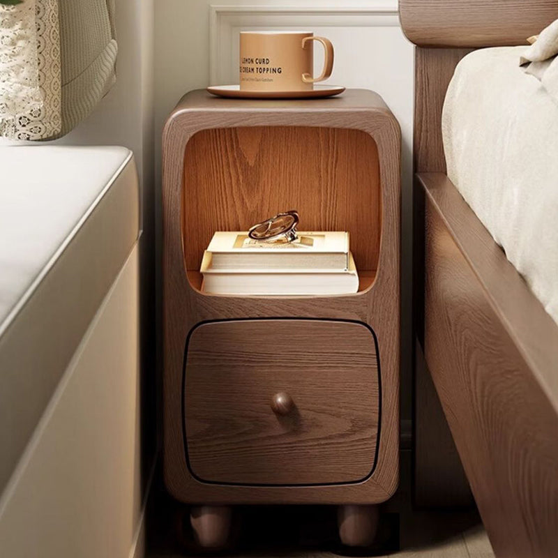 Bedside Table with Open Shelf and Drawer