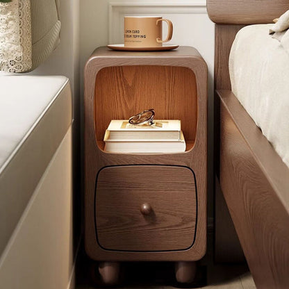 Bedside Table with Open Shelf and Drawer