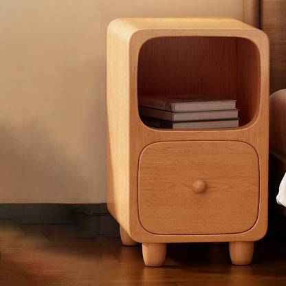Bedside Table with Open Shelf and Drawer