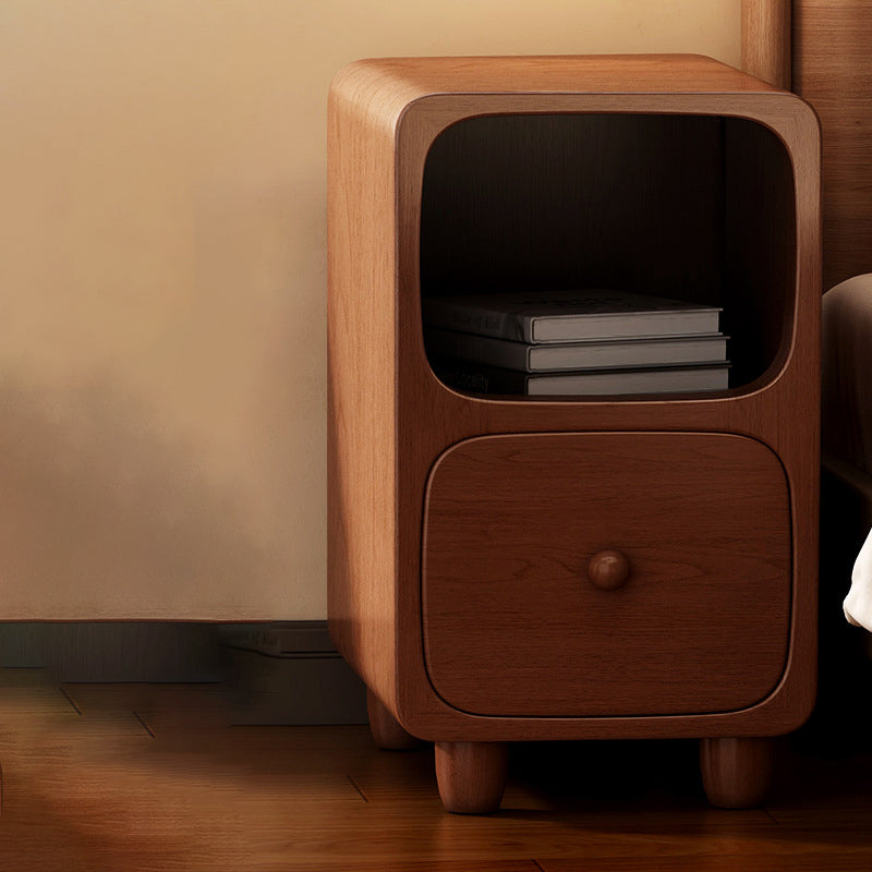 Bedside Table with Open Shelf and Drawer