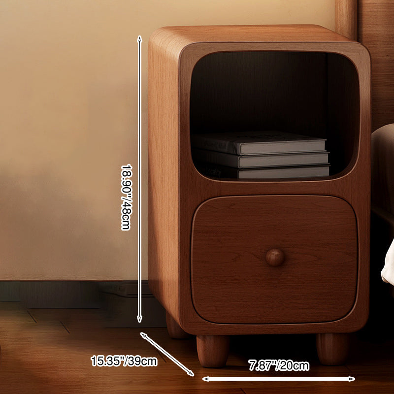 Bedside Table with Open Shelf and Drawer