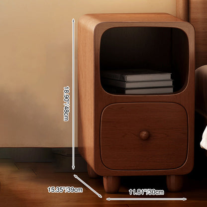 Bedside Table with Open Shelf and Drawer