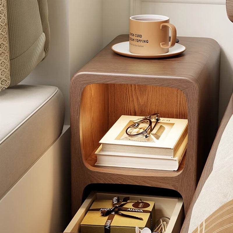 Bedside Table with Open Shelf and Drawer