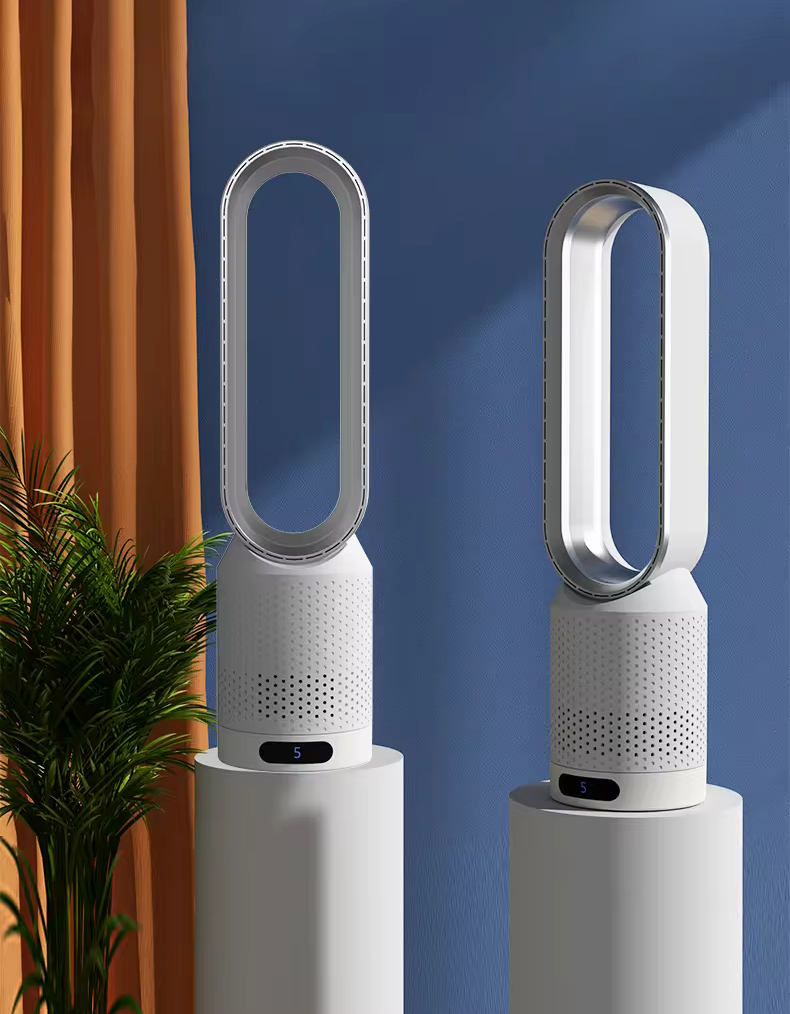 Bladeless Tower Fan and Air Purifier with HEPA Filter, UV and Ionizer