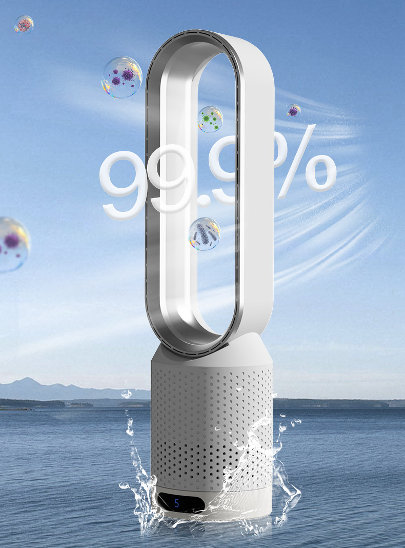 Bladeless Tower Fan and Air Purifier with HEPA Filter, UV and Ionizer