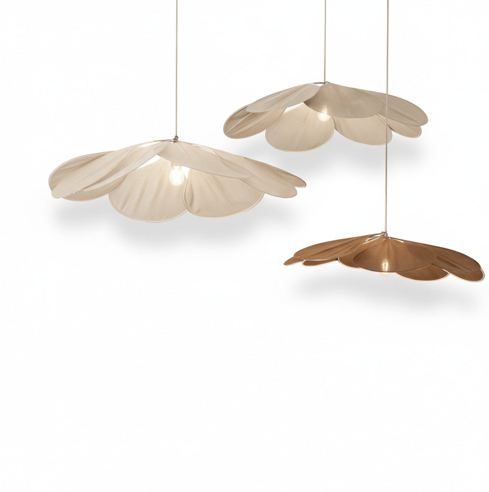 Bohemian Pendant Lamp with Flower Petal Fabric Shade