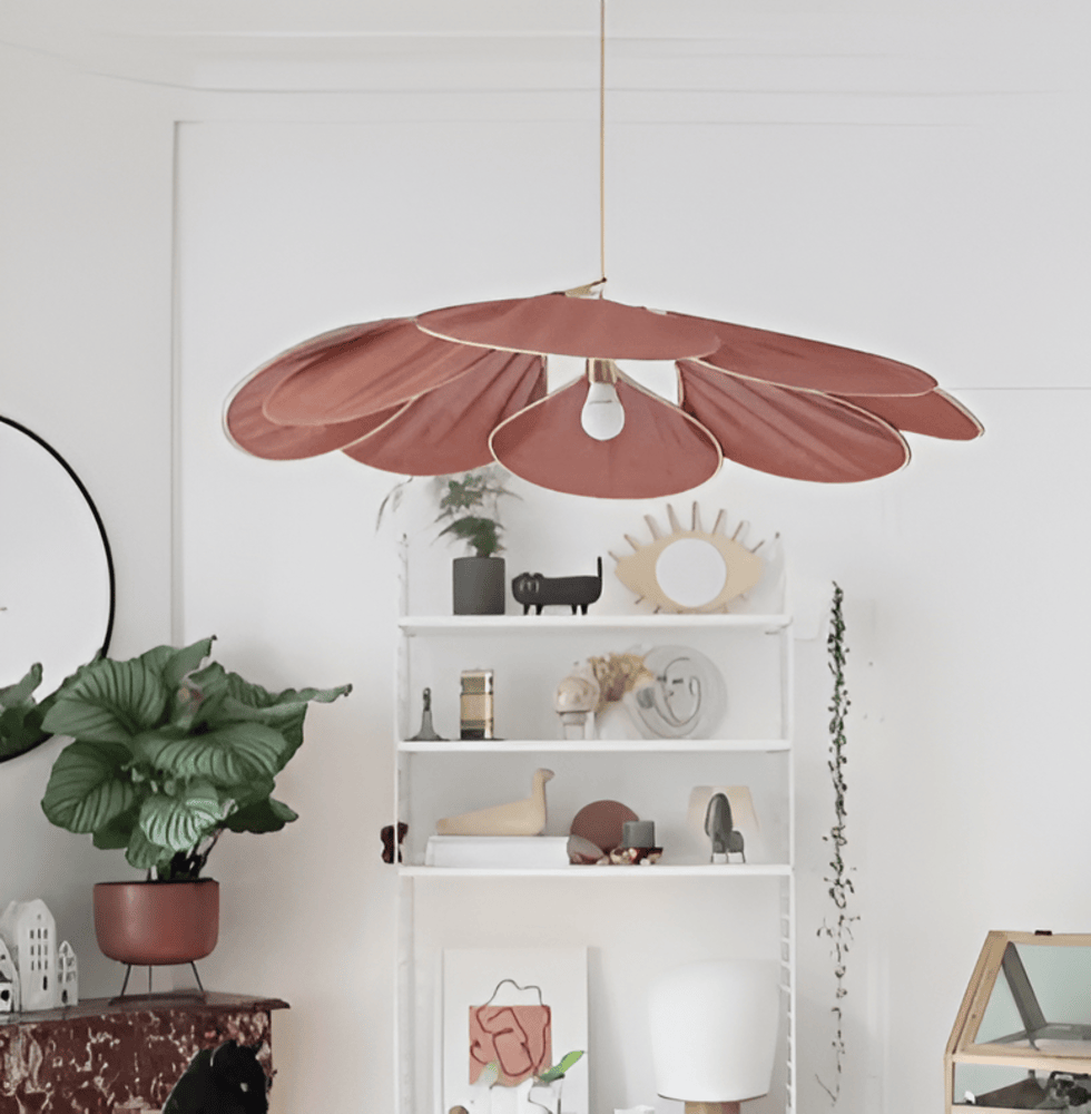 Bohemian Pendant Lamp with Flower Petal Fabric Shade