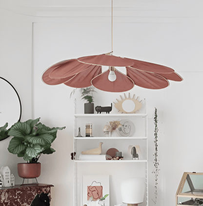 Bohemian Pendant Lamp with Flower Petal Fabric Shade