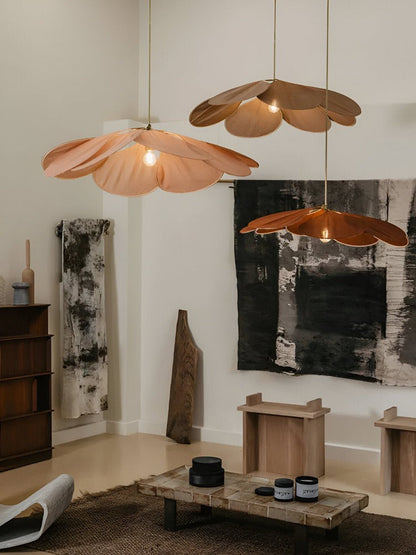 Bohemian Pendant Lamp with Flower Petal Fabric Shade