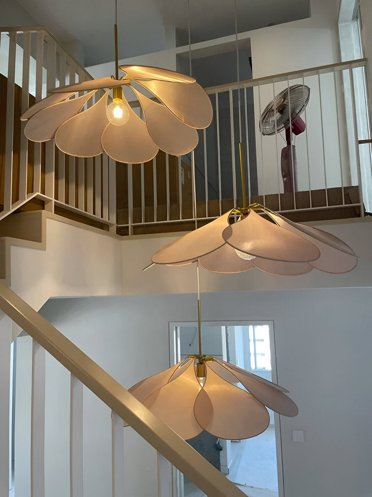 Bohemian Pendant Lamp with Flower Petal Fabric Shade