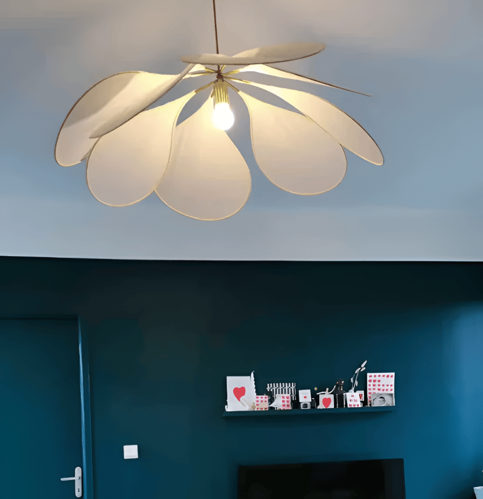 Bohemian Pendant Lamp with Flower Petal Fabric Shade