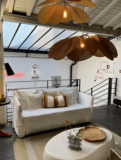 Bohemian Pendant Lamp with Flower Petal Fabric Shade