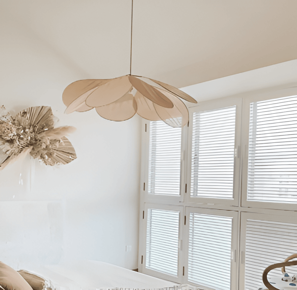Bohemian Pendant Lamp with Flower Petal Fabric Shade