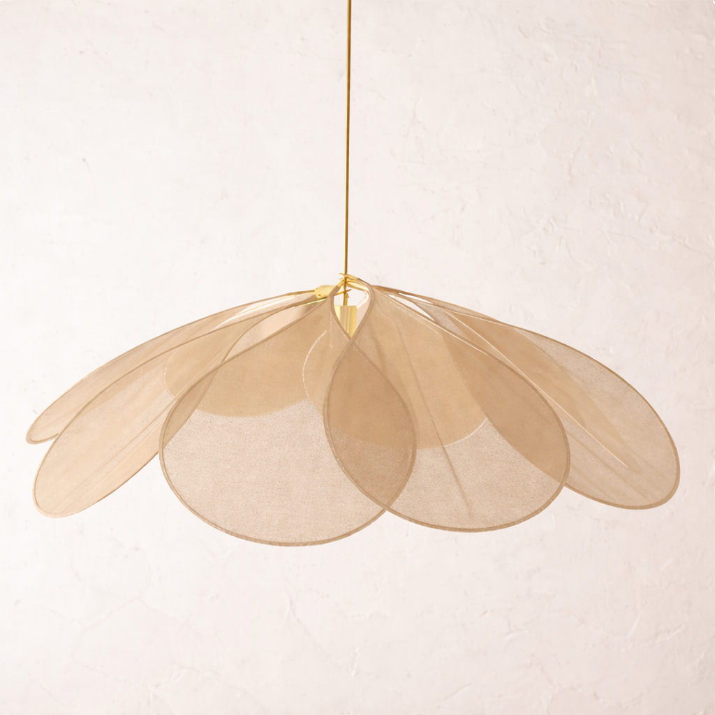 Bohemian Pendant Lamp with Flower Petal Fabric Shade