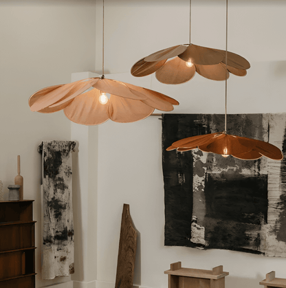 Bohemian Pendant Lamp with Flower Petal Fabric Shade