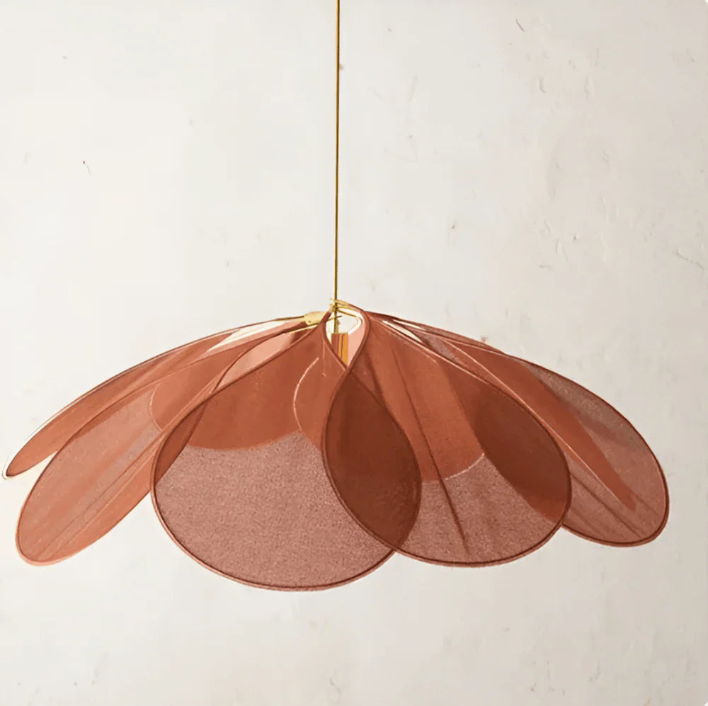 Bohemian Pendant Lamp with Flower Petal Fabric Shade