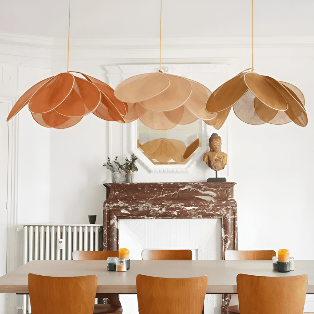 Bohemian Pendant Lamp with Flower Petal Fabric Shade