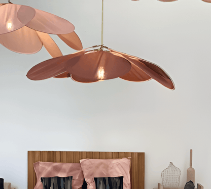 Bohemian Pendant Lamp with Flower Petal Fabric Shade