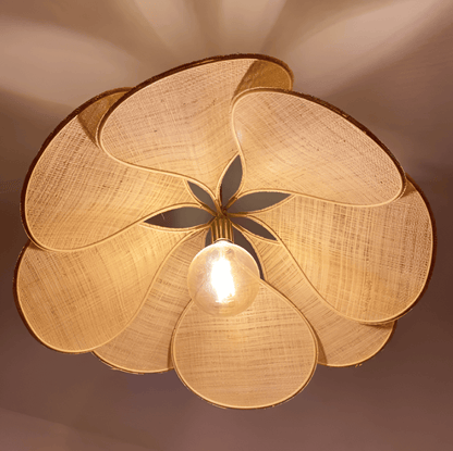 Bohemian Pendant Lamp with Flower Petal Fabric Shade