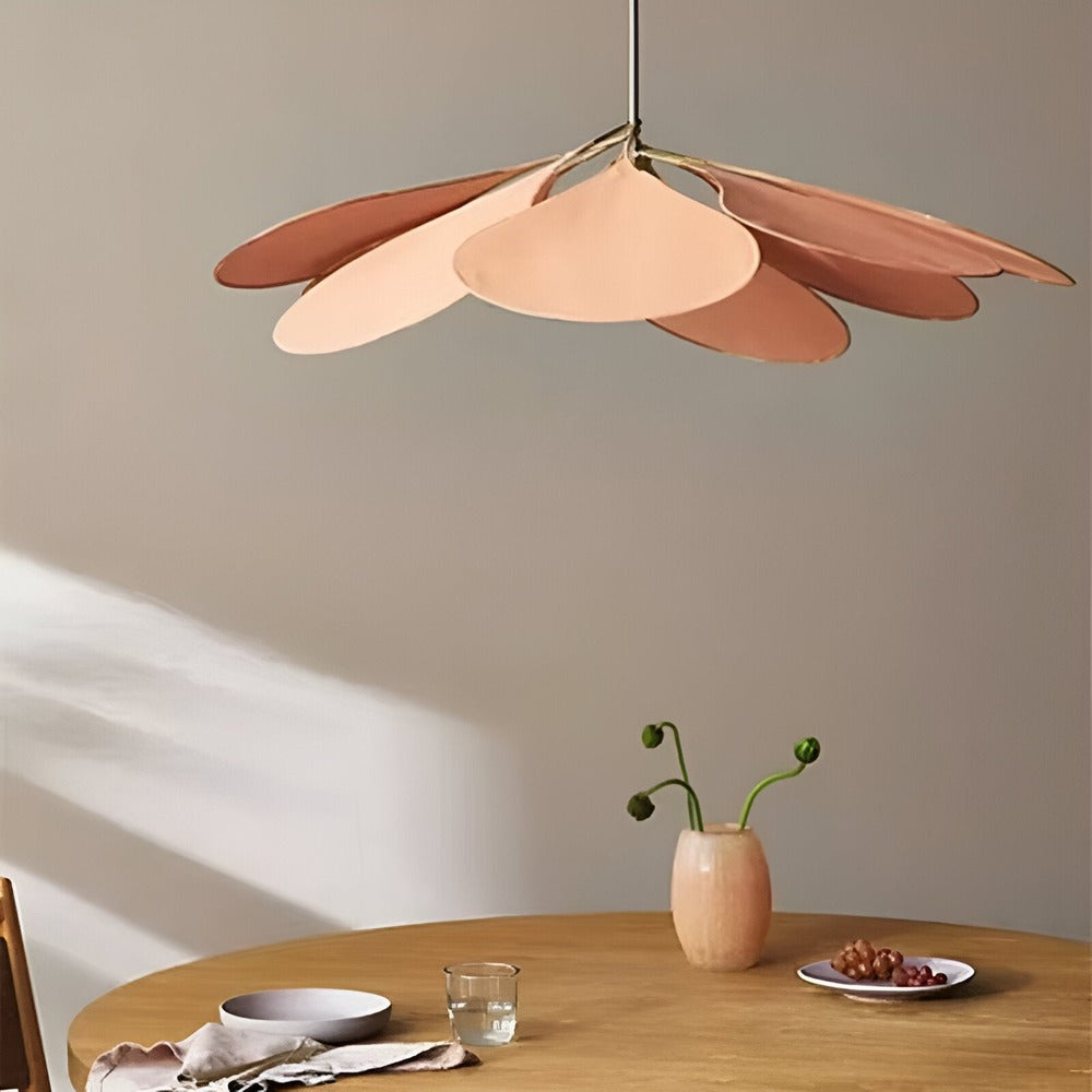 Bohemian Pendant Lamp with Flower Petal Fabric Shade