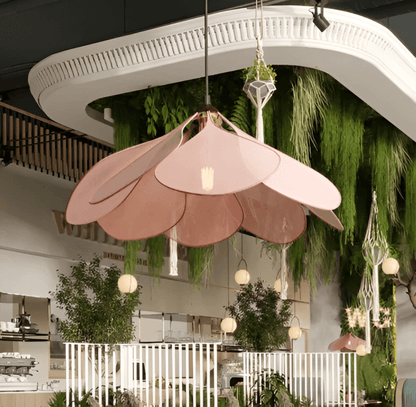 Bohemian Pendant Lamp with Flower Petal Fabric Shade