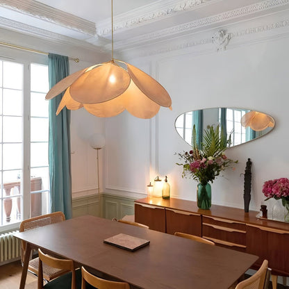 Bohemian Pendant Lamp with Flower Petal Fabric Shade