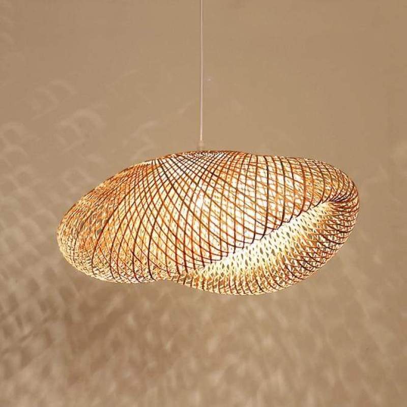 Bohemian Woven Bamboo Pendant Lamp with Cloud-Shaped Shade